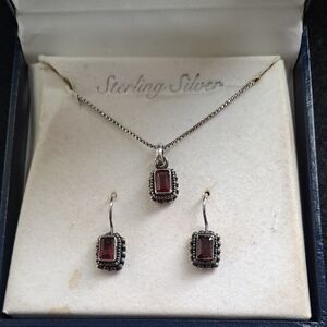 Sterling Silver Red Jewelry Set